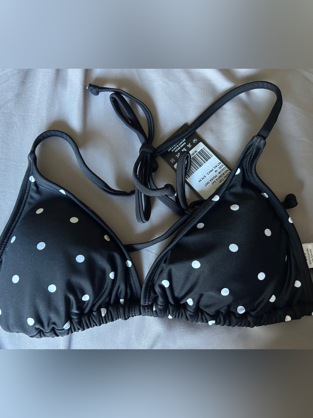 Girls Kids Black Polka Dot One-Piece Swim Suit - Adjustable Tie Straps